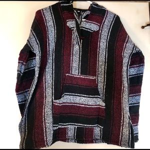 Maroon/Black Mexican Drug Rug